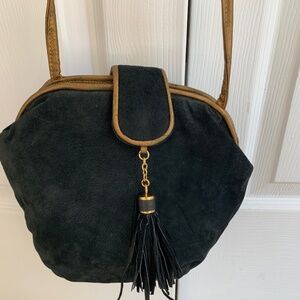 Black suede shoulder bag